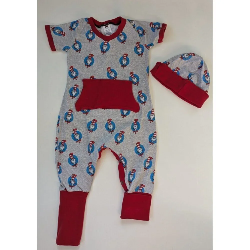 Dr. Seuss 'Grow With Me' Romper And Matching Hat 3T Handmade Unisex